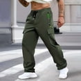 thumbnail image 4 of Ndbuld Mens Athletic Pants Casual Sport Pocket D Zipper Solid Color Elastic Waist Cargo Pants Army Green,S, 4 of 9