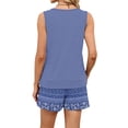 thumbnail image 4 of IYYVV Hawaiian Outfits For Women 2 Piece Sets Floral Sleeveless Scoop Neck Tank Tops And Beach Shorts Set Loungewear 2 Sets Blue 3XL, 4 of 9