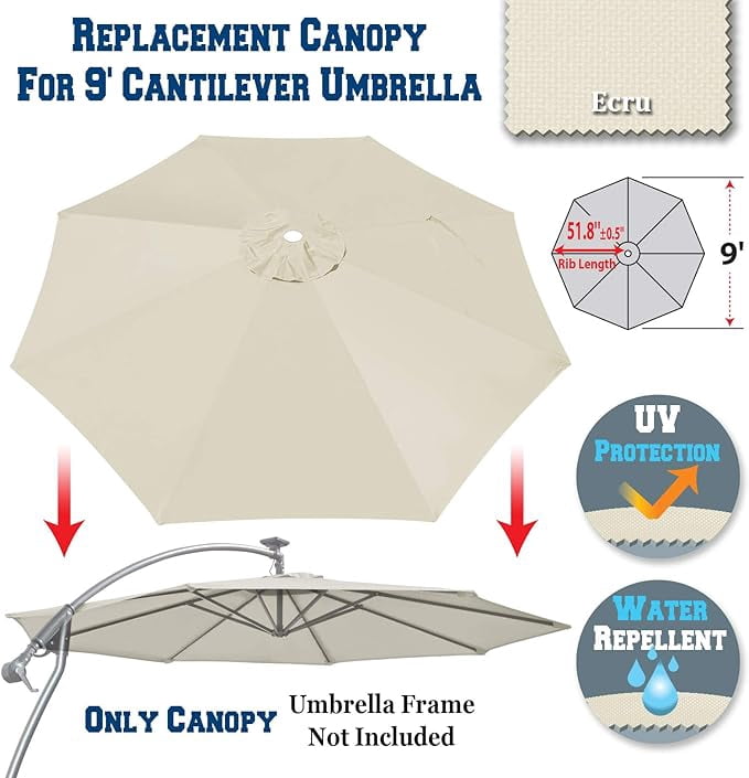 9ft Umbrella Top Cover Only Canopy 8rib Patio Replacement Canopy Outdoor (Canopy Only)
