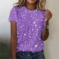 thumbnail image 2 of Women's Glitter Tshirts Fashion Summer Tops Plus Size Crewneck Short Sleeve Shirts Cute Basic Tees, 2 of 4
