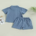 thumbnail image 3 of EIMELI Baby Kids Boys Shorts Set  Short Sleeve Button Closure Shirt with Elastic Waist Shorts, 3 of 7