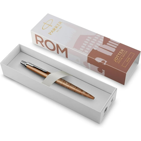 Parker Jotter Ballpoint Pen | Special Edition | Rome Bronze CT | Medium Point with Blue Ink | Gift Box