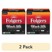 (2 pack) Folgers Black Silk, Dark Roast Coffee, Keurig K Cup Pods, 48 Count Box