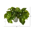 thumbnail image 2 of Nearly Natural 9in. Pothos Artificial Plant in White Planter (Real Touch), 2 of 4