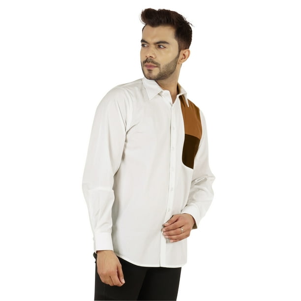 Bestman Designer Solid Button Down Cotton Shirt For Men s Long Sleeve Formal Wear