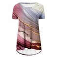 thumbnail image 5 of Dyegold Women's Tops Summer Casual Short Sleeve Marble Tunic Tops to Wear with Legging Fashion Round Neck Shirt Loose Blouse, 5 of 5