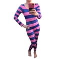 thumbnail image 3 of SUNSIOM Costume à Rayures Roses et Violettes pour Femmes Cat Combinaison à Manches Longues Accessoires de Cosplay d'Halloween, 3 of 7