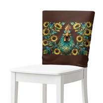 Xoenoiee Rooster Chicken Sunflower Print Chair Back Covers for Dining Chairs Non-Slip Cover for Chairs Dustproof Seat Protector Dining Room Kitchen Hotel Wedding Ceremony Party Decor, 1 Pack