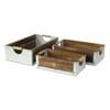 Set Of 3 Wood and Metal Crates with Side Handles
