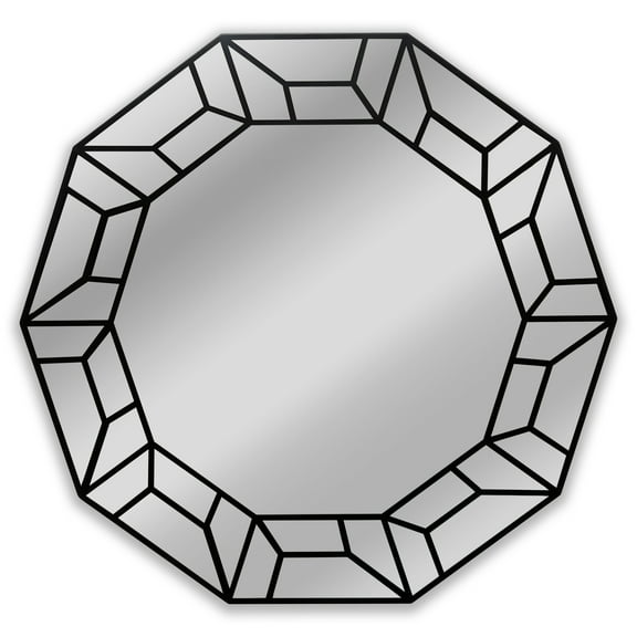 Radiance Goods Contemporary Black Finish Decagon Framed Wall Mirror 31" Width