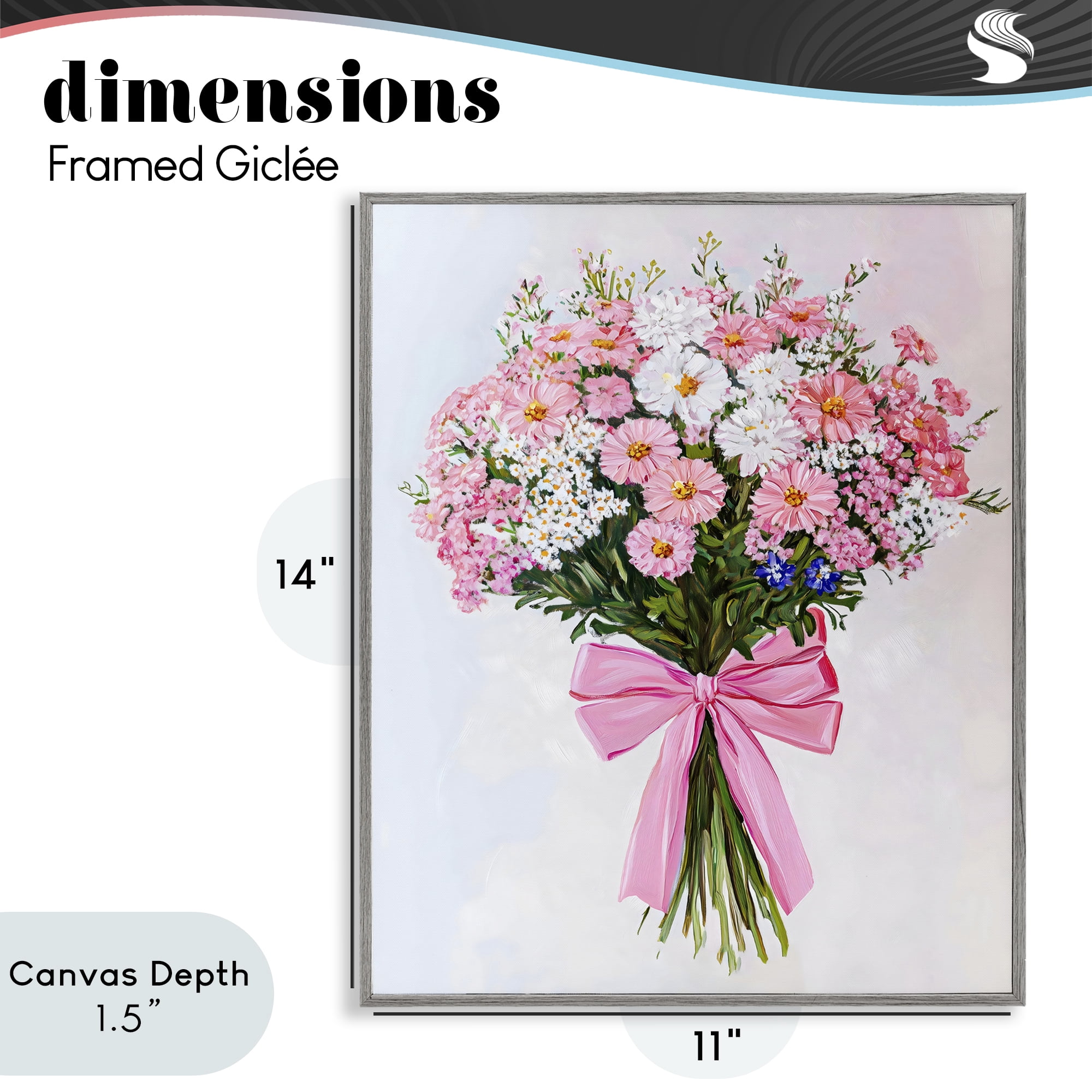 Stupell Industries Pink & White Tied Flower Bouquet Gray Framed Giclee Art, design by The Prints Vibe