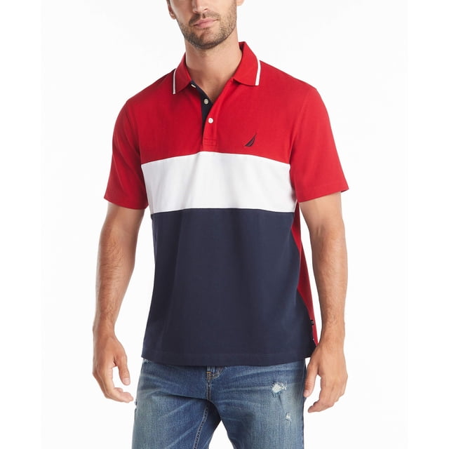 Polo Shirt Nautica para hombre, manga corta, algodón, color block, XL