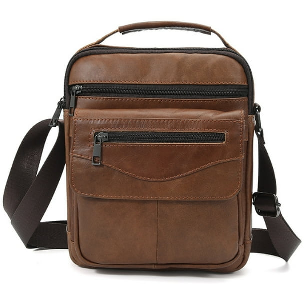 Bolso de mensajero de cuero para hombre, bolso bandolera multifuncional de gran capacidad con correas ajustables para el trabajo y los negocios