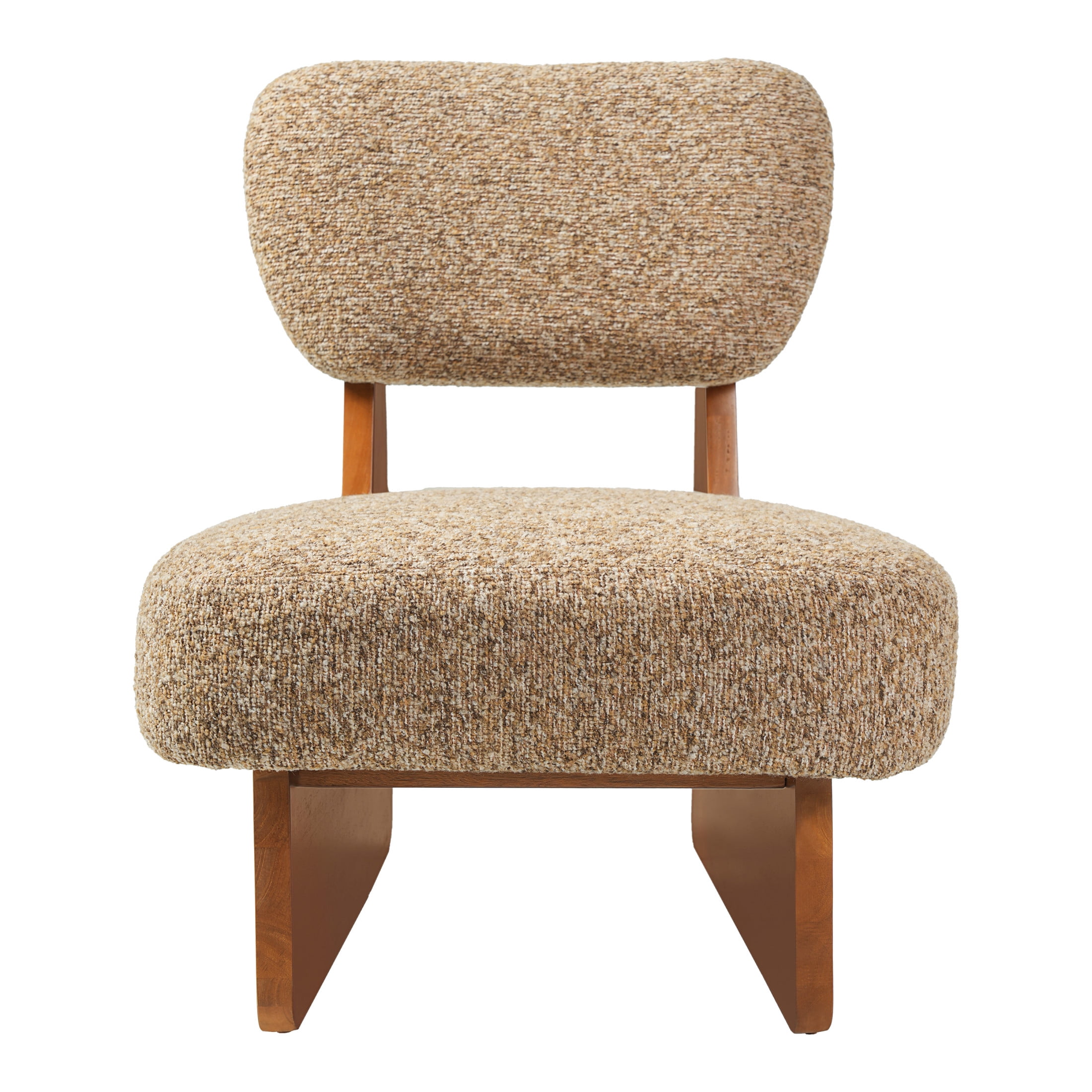 Christopher Knight Home Minimalist Upholstered Accent Chair Set of 2, Solid Wooden Base, Walnut+Multi Brown