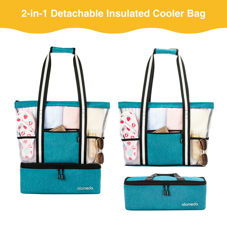 Alameda Mesh Tote Beach Bag - Cooler Bags Insulated for Travel