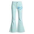 thumbnail image 3 of CAIVO Little Girls Heart Pattern Casual Pants Stretch Mid Waist Wide Leg Trousers Casual Streetwear Bottoms Boho Kids Bottoms, 3 of 4