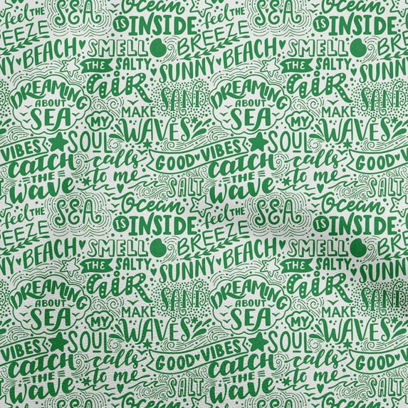 oneOone Viscose Chiffon Green Fabric Writing Beach Sewing Material Print Fabric By The Yard 42 Inch Wide