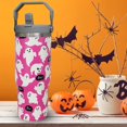 thumbnail image 4 of Pink Ghost Tumbler With Handle,Halloween Gifts for kids,Halloween Tumbler With Lid and Straw 30oz Stainless Steel Insulated Tumblers Pink Ghost Travel Cup Cute Halloween Coffee Mug for Women, 4 of 6