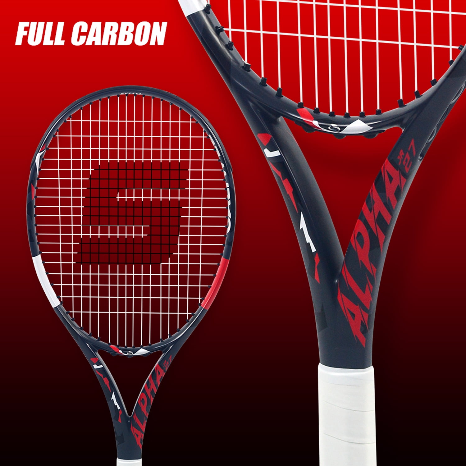 SALYWEE Alpha Control Tennis Racquet, Full Carbon Fiber, 102 sq.in. Head Size, 16x19 Strung, Lightweight 273±7g Unstrung, One-piece Molding for Precision & Power