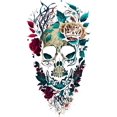 thumbnail image 2 of Women's Casual Crew Neck T-Shirt with Floral Skull Print, Polyester and Spandex Blend, Knit Fabric, Regular Length, All-Season Top, 2 of 7
