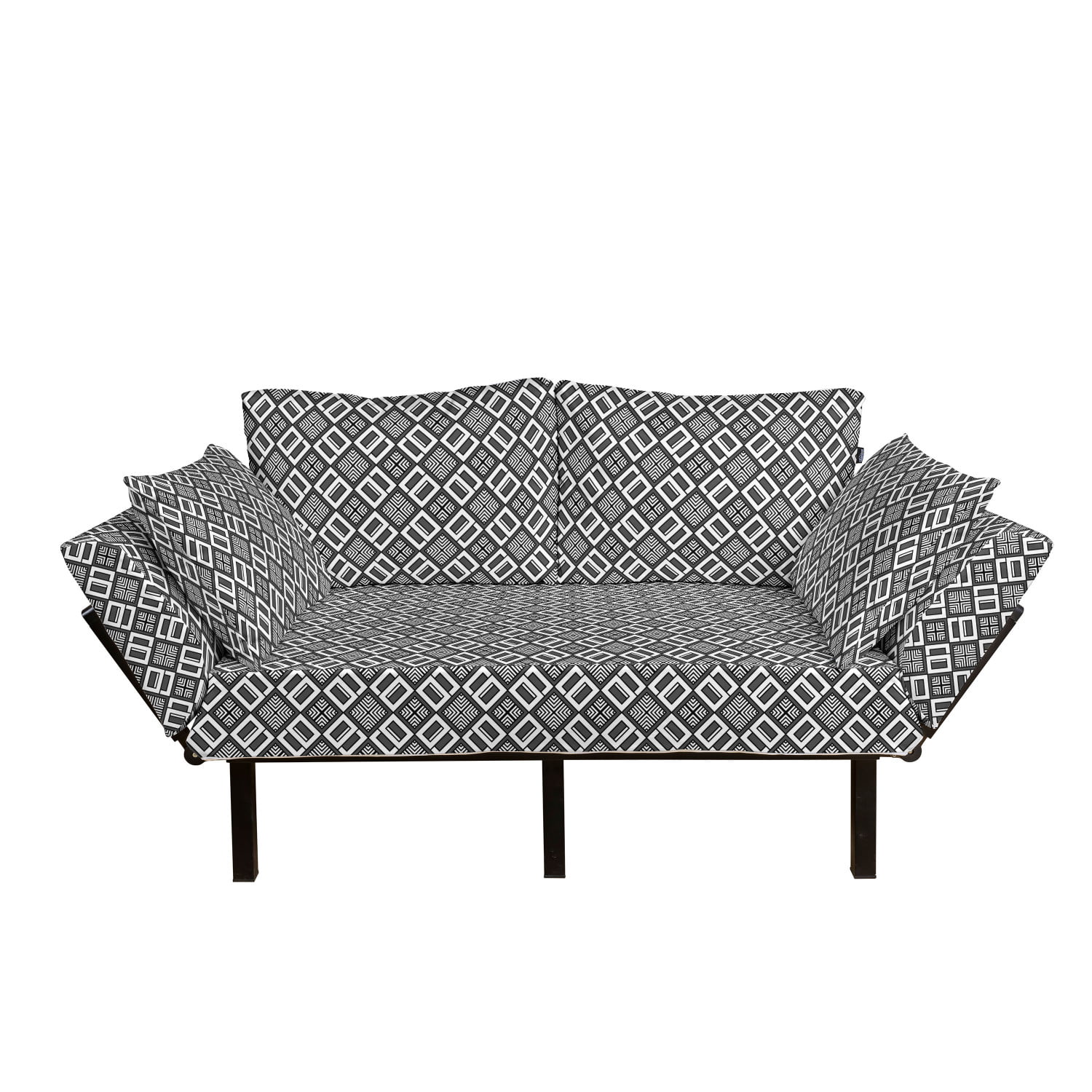 Loveseat Ambesonne Bananas Futon Couch Daybed with Metal Frame Upholstered Sofa for Living Dorm Mustard Charcoal Grey Hand Drawn Doodle Style Peeled Banana and Heart Motifs Fruity