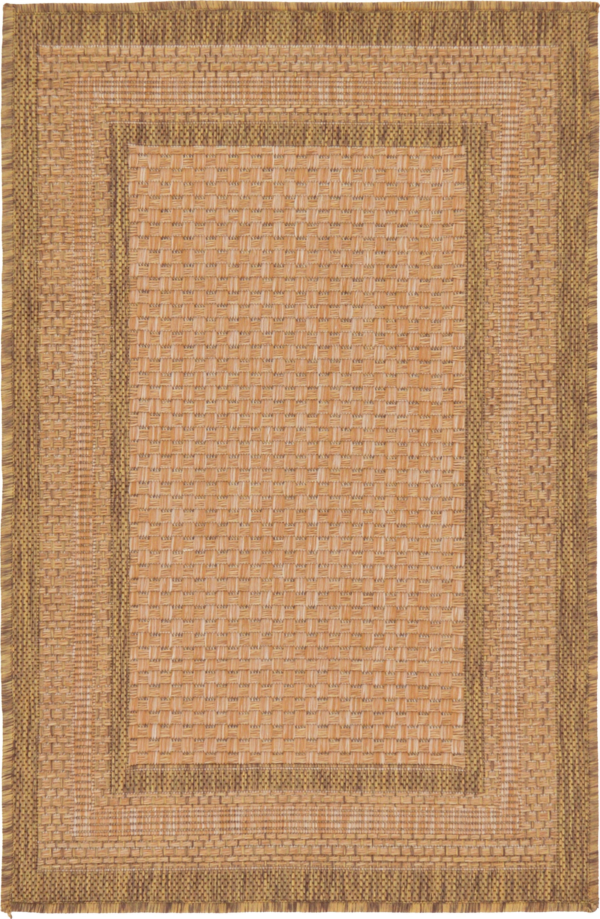 Unique Loom Outdoor Border Collection Area Rug - Multi Border (2' 2" x 3' Rectangle Tan/Light Brown)