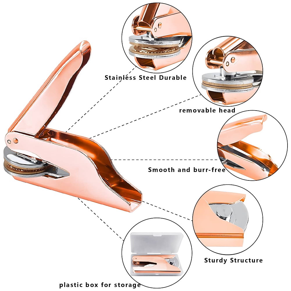 1.65" Floral Book Embosser Stamp Library Spring Elegant Invitation Seal Personalized Rose Gold Stainless Steel Brass Handle Held diy