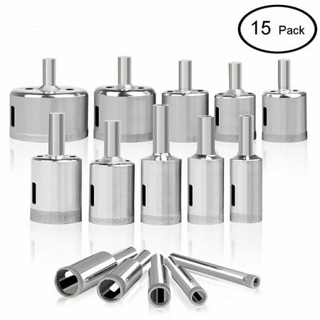 

15pcs 4-50mm Diamond Tool Drill Bit Hole Saw Set Glass Ceramic Marble Tile