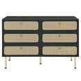 thumbnail image 4 of Modway Chaucer 6-Drawer Particleboard and Rattan Compact Dresser in Black, 4 of 5