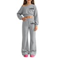 thumbnail image 2 of Kiijoy Girls' Outfits Off Shoulder Cropped Sweatshirt Wide Leg Sweatpants Set, Sizes 5-14, 2 of 3