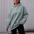 thumbnail image 1 of Mujer Sudadera con capucha lisa Estilo deportivo Color sólido Casual Hombro caído Traje de calle, 1 of 7