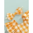 thumbnail image 6 of Arvbitana 0M 6M 12M 18M 24M Infant Baby Girl Plaid Romper Ruffles Sleeveless Back Cross Jumpsuit Headband 2PCS Outfits Summer Clothes, 6 of 9