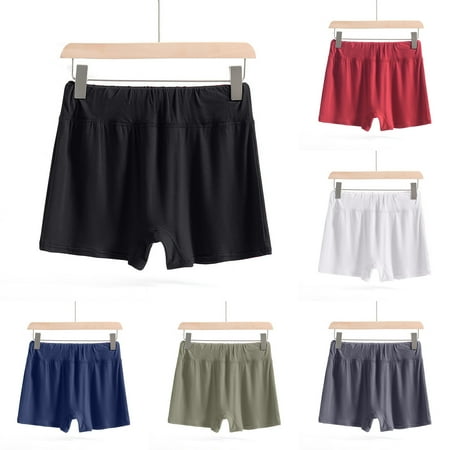 Brnmxoke Slip Shorts for Women Under Dress Comfortable Smooth Yoga Shorts Workout Soft Biker Shorts Plus Size Seamless Boyshorts Panties Solid Color Boxer Briefs Navy XXXXL