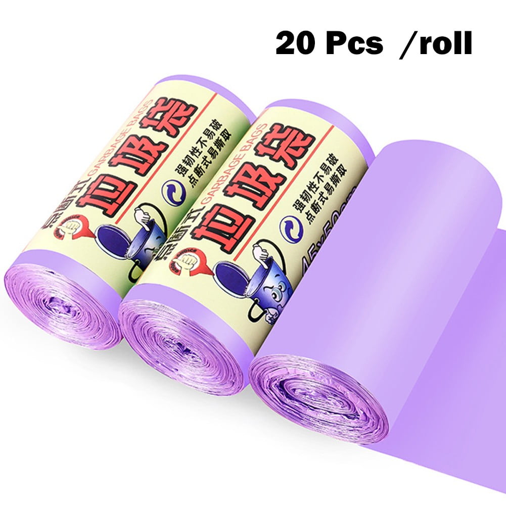 Yannee Mini Disposable Garbage Bag Plastic Small Trash Bags Household 1Roll  /20 Pcs Purple 