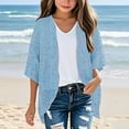 thumbnail image 2 of ZACPNCV Girls Lightweight Chiffon Cardigan Puff Sleeve Loose Beach Wear Cover Up Blouse Top Multicolor 13-14 Years, 2 of 4