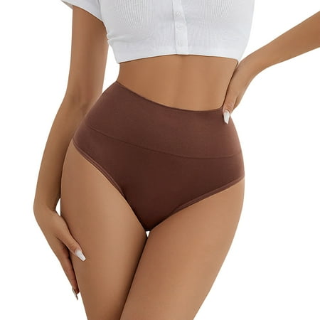 LQCMBYF Women s Thongs Women s Solid Color Conservative Middle Waist Seamless Cotton Crotch Yoga Exercise Breathable Thong Panty Liners Underwear Women Pack Women Thongs(Coffee L)