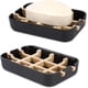 thumbnail image 1 of Jaboneras de madera de bambú para ducha con drenaje para baño, jabonera, soporte para jabón, bandeja para lavabo, bañera y ducha (una pieza negra), 1 of 5