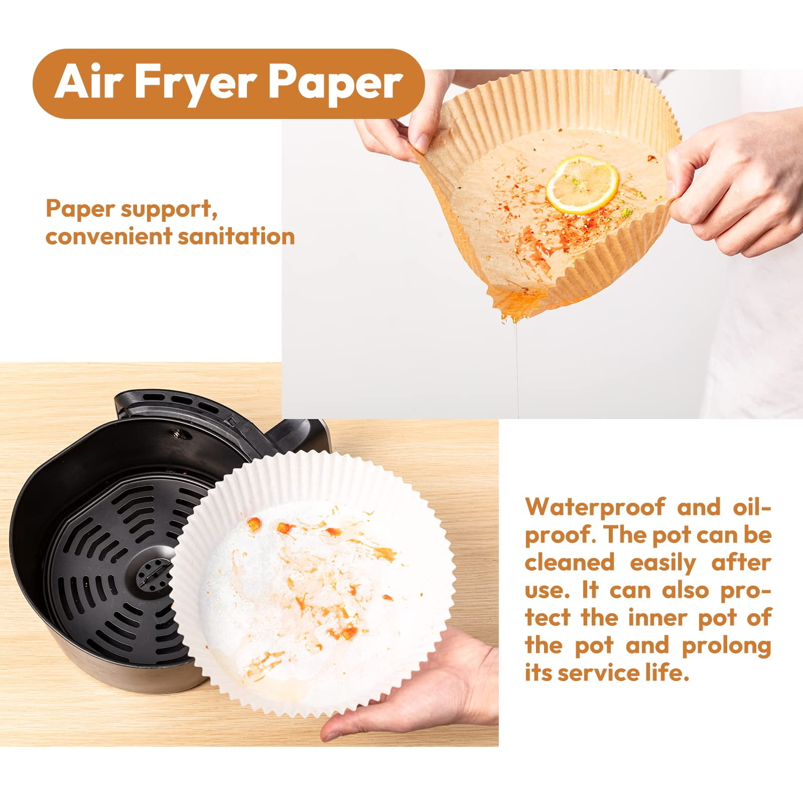 Baklicious Air Fryer Liners, 120 pack, Round 6.5 inch, Food Grade Parchment Paper