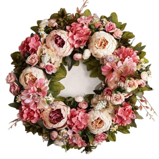 Corona floral para puerta, accesorio fotográfico 45 cm, decoración festiva para puerta, decoración del hogar, ideal para fiestas,