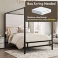 thumbnail image 3 of Euroco Metal King Size Canopy Bed with Upholstery Headboard, Black, 3 of 7
