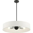 thumbnail image 6 of 5 Light Black Chandelier with Hand Crafted Off White Fabric Hardback Shade, 6 of 6
