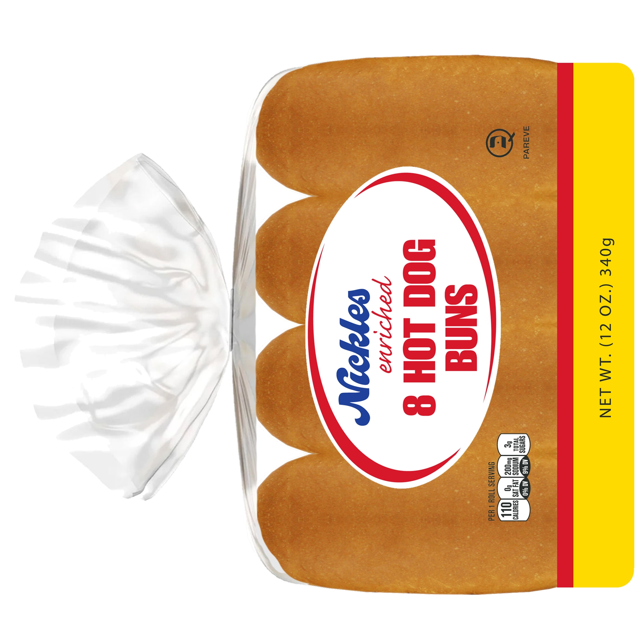 Nickles Bakery Hot Dog Buns, 6-Inch, 8 Count, 12-Ounce.