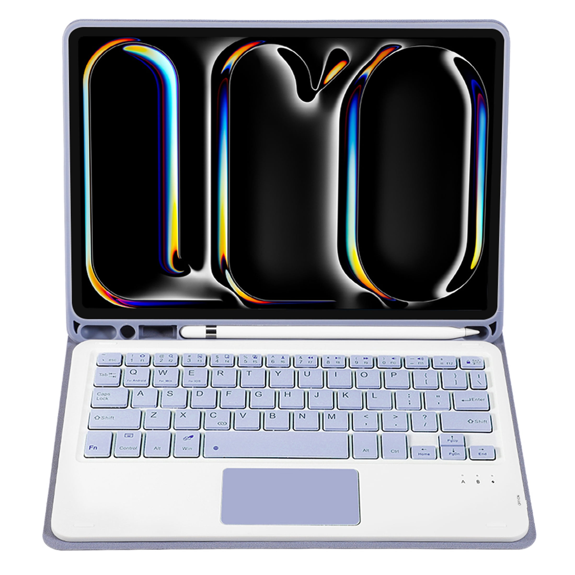 Auto Wake/Sleep Leather Smart Stand Case Cover with Pencil Holder Touch Keyboard Bluetooth for iPad Air 13 inch M2 2024 Released A2898 A2899 A2900 Purple