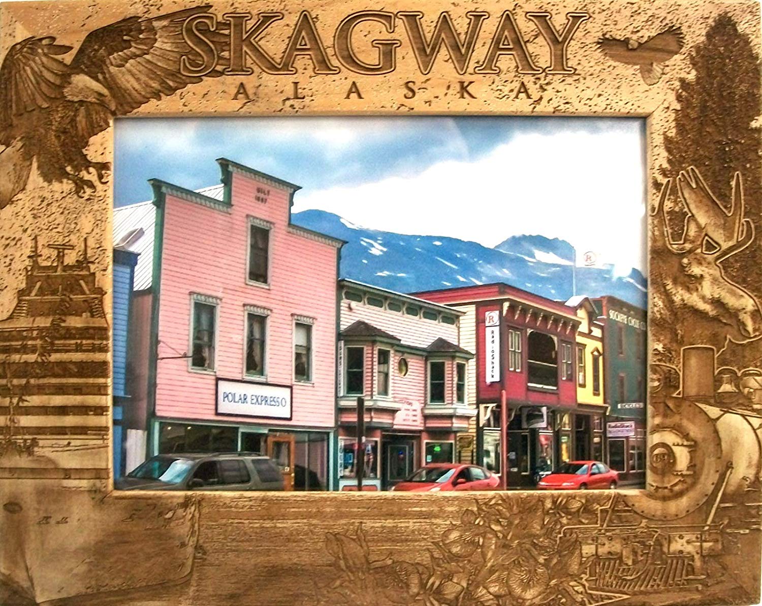 Skagway Alaska Laser Engraved Wood Picture Frame (5 x 7)