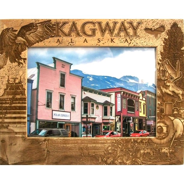 Skagway Alaska Laser Engraved Wood Picture Frame (5 x 7)