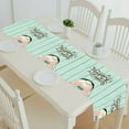 thumbnail image 1 of EREHome Chemin de table Joyeuses Pâques Lapin Blanc Ufs Roses Bleus Herbe Fraîche Nappe Nappe 14x72 Pouces, 1 of 1