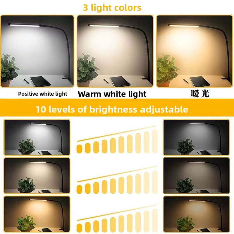 LED eye protection reading light, tri color eye protection desk lamp, study desk, office desk, I-clip dimming desk lamp
