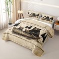thumbnail image 3 of Castle Fairy Rustic Wood Grain Bear Twin Quilt Set for Teens,Lake Pine Forest Canoe Twin Coverlet Set,Beige Brown Black, 3 of 7