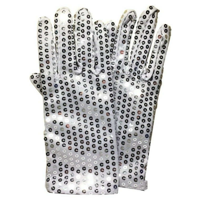 Skeleteen Michael Jackson Sequin Glove - White Right Handed Glove Costume Accessory - 1 Piece