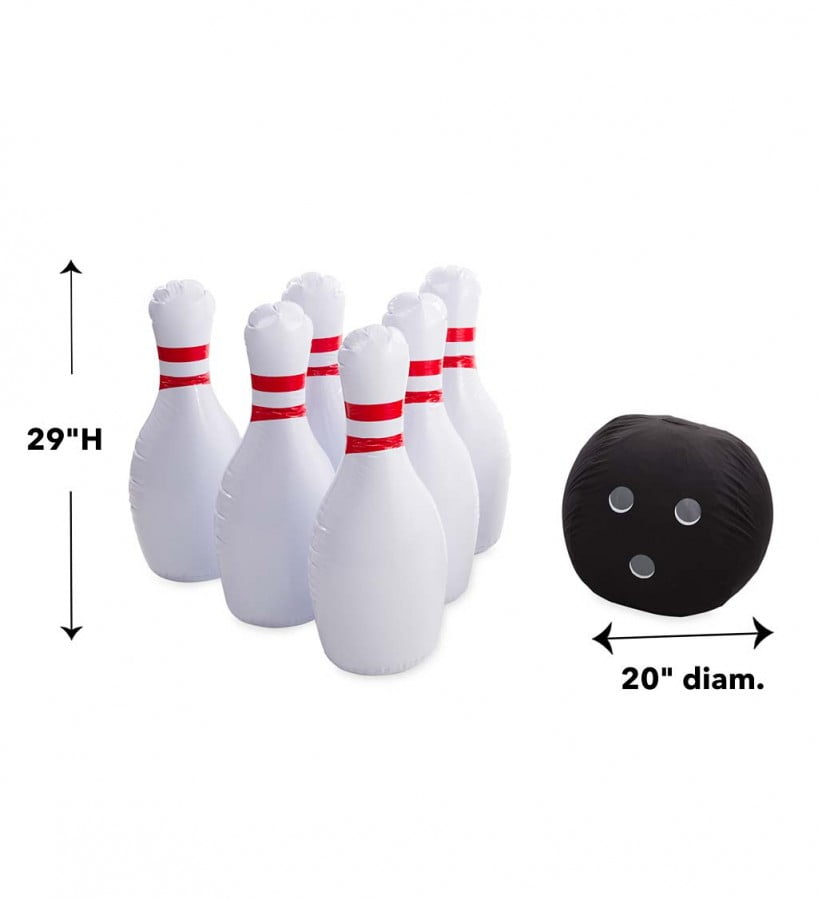 Inflatable Bowling Set Large Ball pins Bowler PUMP In/Outdoor Play Gift New 